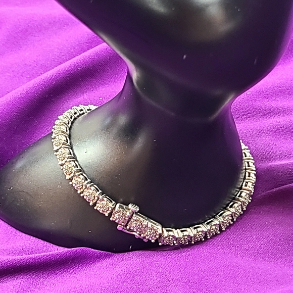 Diamond Sterling Silver Bracelet - Picture 4 of 13